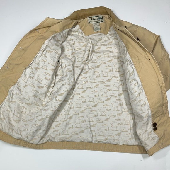 Vintage 90s LL Bean Barn Coat Size S Pet Tan Brown Worn Chore Work Jacket As Is* - Picture 4 of 8